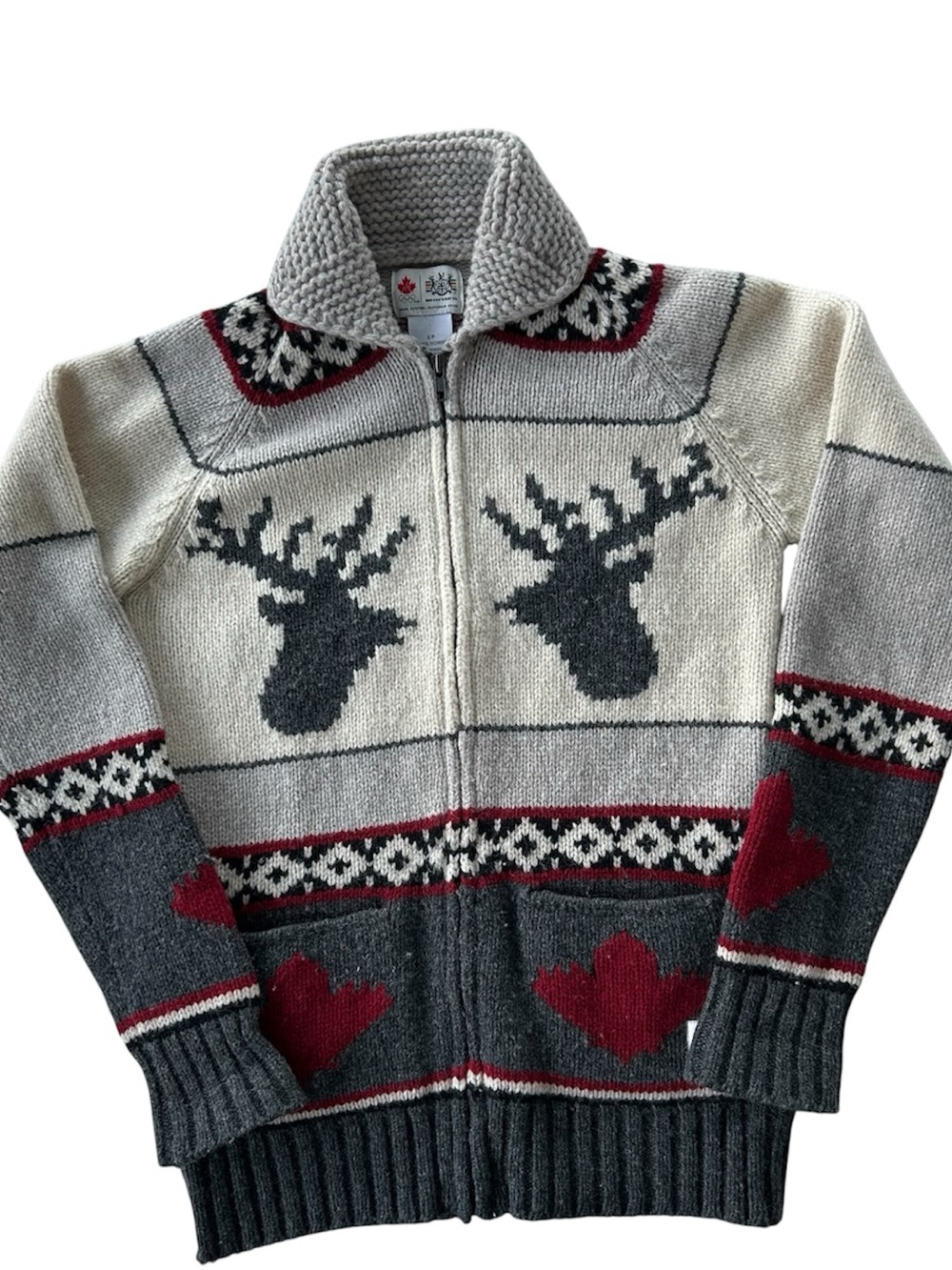 Hudson’s Bay Company Olympics Wool Cardigan Sweater Size Small Knit 2010 Moose